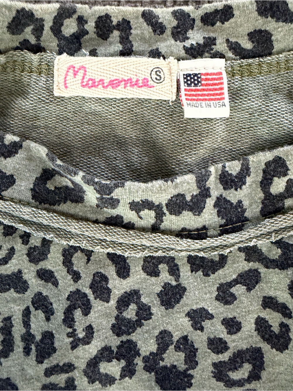 Leopard Lounge Set Maronie Olive Green Oversized Top Drawstring Shorts S Boho - Picture 4 of 14